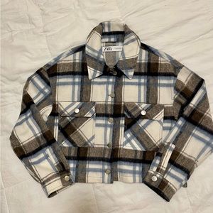 Zara Cropped Plaid Jacket Size XS